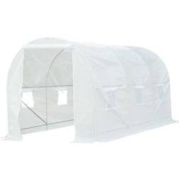 OutSunny 75.6 in. 177.6 75.6 in. Metal Plastic White Greenhouse with Walk-In Tunnel, Door and Ventilation Window