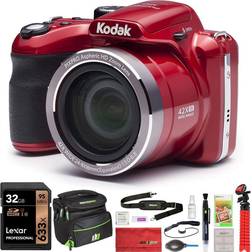 Kodak Pix Pro AZ421-RD Astro Zoom PIXPRO AZ421 16MP Digital Photo/Video Camera Red Bundle with Lexar Professional 633x 32GB SDHC UHS-1 Class 10 Memory Card and Deco Gear Camera Bag