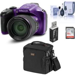 Minolta MN67Z 20MP Full HD Bridge Camera, Purple, With Essential Bundle