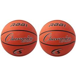 Champion Sports Offical Size Rubber Basketball, Set of 2 Orange/Black