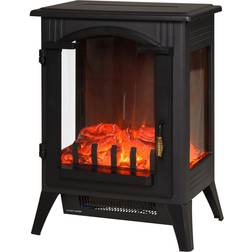 Homcom 16.5 in 750-Watt/1500-Watt Modern Electric Fireplace Heater with Realistic LED Faux Flame Effect in Black