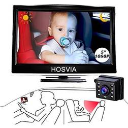 Baby Car Mirror 5 Inch HD Monitor Display Infant Rear View Facing Safety Car Back Seat Mirror Extra Strong Night Vision Wide View HD Camera Aimed at Baby-Easier to Observe The Baby s