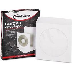 Innovera CD/DVD Envelopes, Clear Window, White, 50/Pack