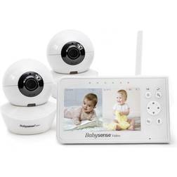 Baby Monitor, Babysense 4.3" Split Screen, Video Baby Monitor with Two Cameras and Audio, Remote PTZ, 960ft Range (Open Space) Adjustable Night Light, Two-Way Audio, Zoom, Night Vision, Lullabies