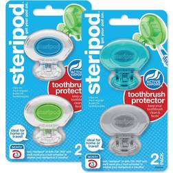 Steripod Clip-On Toothbrush Protector Clear Blue/Clear Green/Blue/Silver 4