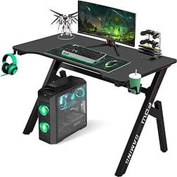BestOffice Gaming Desk Computer Desk 47 Inch Home Office Desk Extra Large Modern Ergonomic - Carbon Fiber Black