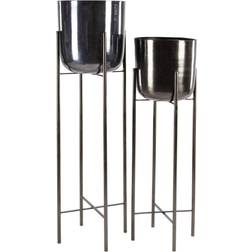 CosmoLiving by Cosmopolitan Set of 2 11" 10" 39" Contemporary Iron Planters with Stands Black