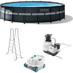 Intex 18 ft. x 52 in. Ultra XTR Above Ground Pool Set w/Pump Bundle w/Cleaner Robot, Gray