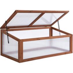 OutSunny Greenhouse Wooden Polycarbonate Cold Frame Grow House Raised Planter Box