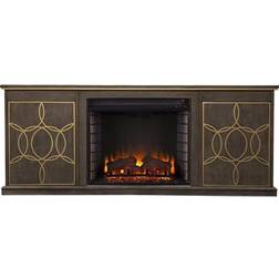 Southern Enterprises Yardlynn Electric Fireplace, 24-1/2”H x 60-3/4”W x 15”D, Brown/Gold
