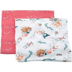Bebe au Lait 2-Pack Mermaids And Bubbles Muslin Swaddle Blankets Pink Pink 47in X 47in