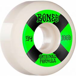 Bones 100's OG Formula V5 Sidecut Skateboard Wheels white/green #4 (100a) 54mm white/green #4 100a 54mm