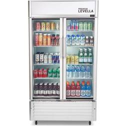 Premium Levella PRN165DX Double Door Commercial Merchandiser Refrigerator-Upright Display Silver, Gray
