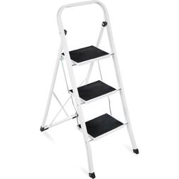 Best Choice Products 3-Step Steel Ladder, Folding Portable Step Stool w/ Non-Slip Feet, Rubber Pads, 330lb Capacity