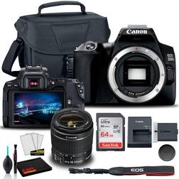 Canon EOS 250D DSLR Camera with 18-55mm Lens (Black) (3453C002) EOS Bag Sandisk Ultra 64GB Card Cleaning Set and More (International Model)