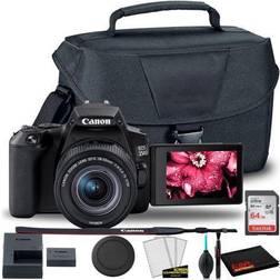 Canon EOS Rebel 250D/SL3 DSLR Camera with 18-55mm Lens (Black) EOS Bag Sandisk Ultra 64GB Card Cleaning Set And More