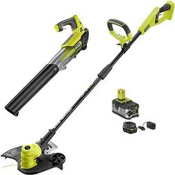 Ryobi 18V Li-Ion Cordless 13" String Trimmer/Edger and Jet Fan Blower Combo Kit with Battery and Charger