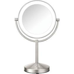 Conair 1X/10X Double-Sided Led Lighted Makeup Mirror In Satin Nickel Satin Nickel