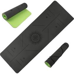 Wakeman Gray/Green Yoga Mat with Alignment Lines