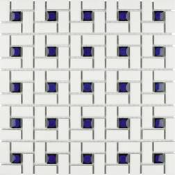 Merola Tile Spiral Blue and White 12-1/2 12-1/2 in. Porcelain Mosaic Tile 11.1 sq.ft. /Case, Blue