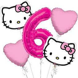 Hello Kitty Head Balloon Bouquet 5 pc 6th Birthday