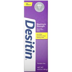 Desitin Maximum Strength Baby Diaper Rash Cream with 40% Zinc Oxide for Treatment, Relief & Prevention, Hypoallergenic, Phthalate- & Paraben-Free Paste, 4.8 oz