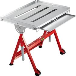 VEVOR Welding Table, 31" x 23" Steel Industrial Workbench w/ 400lbs Load Capacity, Adjustable Angle & Height, Casters, Retractable Guide Rails, Three 1.6" Slots Folding Work Bench