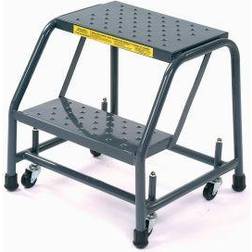 Perforated 16"W 2 Step Steel Rolling Ladder 10"D Top Step 218P