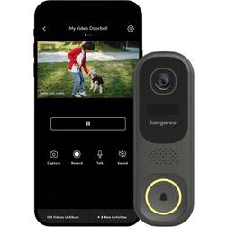 Kangaroo Smart Wi-Fi Video Doorbell with Chime Black
