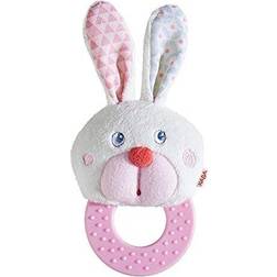 Haba Chomp Champ Bunny Teether with Crinkle Ears and Plastic Teething Ring for Babies from Birth and Up