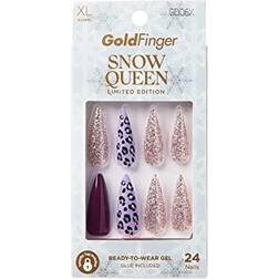 GoldFinger Limited Edition Snow Queen Press On Manicure, Gel Nail Kit, Polish Free Mani, X-Long Length