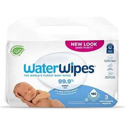 WaterWipes Unscented Baby Wipes Sensitive and Newborn Skin 3 Packs (180 Wipes)