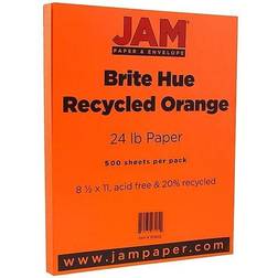 Jam Paper Smooth Colored 24 lbs, 8.5 x 11, Orange Recycled, 500 Sheets/Ream (103655B) Quill Orange