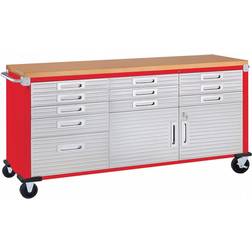 Seville Classics Rolling Cabinet Workbench, Red