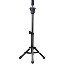 Mini Wig Tripod Foldable Stand Dansee Adjustable Mannequin Head Metal Tripod Canvas Block Head Stand Holder Wig Manikin Head Table Display for Cosmetology Salons Hairdressing Training Black(36-55cm)