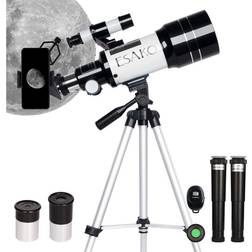 ESAKO Telescope for Kids & Astronomy Beginners, 70mm Aperture Portable Telescope Astronomical Refracting Telescopes with Height Adjustable Tripod, Moon Filter, Phone Adapter