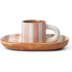 Ferm Living Milu Cup With plate -hand-painted Pink