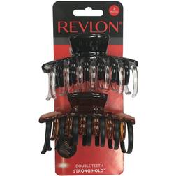 Revlon Strong Hold Hair Claw Clips, Brown/Black, 2 Count