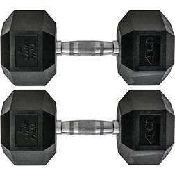 Tru Grit 40-lb Hex Elite Dumbbell Single Black/Silver