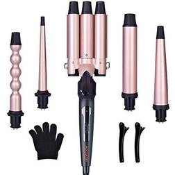Wand Curling Iron Curling Wand Set MOCEMTRY Curler with Interchangeable Barrels Glove