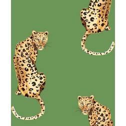 NextWall Daisy Bennett Leopard King Green Peel & Stick Wallpaper green