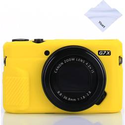 Yisau G7X Mark II Case III Camera Silicone Ultra-Thin Lightweight Rubber Soft Bag Cover for Canon PowerShot Microfiber Cloth (Yellow)