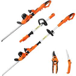GARCARE 2 in 1 Electric Hedge Trimmers, Corded 4.8A Pole Hedge Trimmer Set with 20 inch Laser Cut Blade