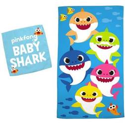 Franco Kids Bath and Beach Soft Cotton Terry Towel with Washcloth Set 25 x 50 Baby Shark