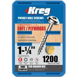 Kreg Pocket Screws 1-1/4", #8 Coarse, Washer-Head, 1200ct