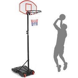 Costway Adjustable Basketball Hoop System Stand Kid Indoor Outdoor Net Goal Black
