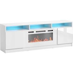 Reno WH05 Electric Fireplace Modern 63 TV Stand White