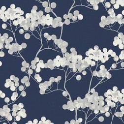Etten Gallerie Bayberry Blossom Navy Blue Wallpaper blue