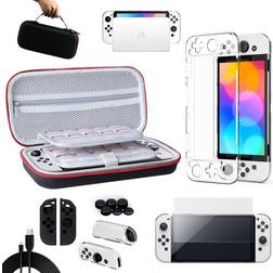 Benazcap Case Compatible with Nintendo Switch OLED Model 2021, 14 Accessories Kit with Carry Case, Clear Screen