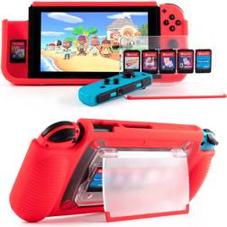 Protective Case for Nintendo Switch, Grip Case with Game Storage, Nintendo Switch with Stand, Switch Cover